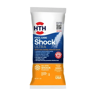 HTH Shock Ultra Pool Care Shock, Chlorine Shock, Fast-Dissolving Cal Hypo, 1 lb, 15/CS