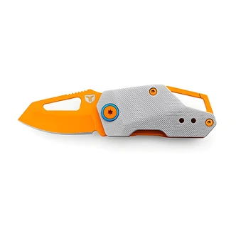Alliance Consumer Group BERM Keychain Knife, Orange Gray, 1.5 in Modified Clip Point, Ball Bearing, Reversible Pocket Clip, Carabiner