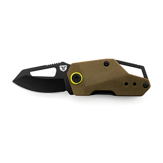 BERM Keychain Knife, Ball Bearing, 1.5" Clip Point Blade, Titanium Nitride Coated 7Cr17MoV Steel, Black, Olive
