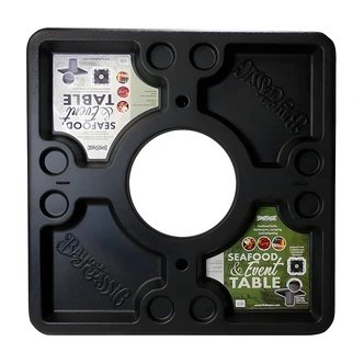 Bayou Classic Seafood Event Table, Over Garbage Can, 40.5" Square, ABS Plastic, 4 Serving Trays, 8 Beverage Holders