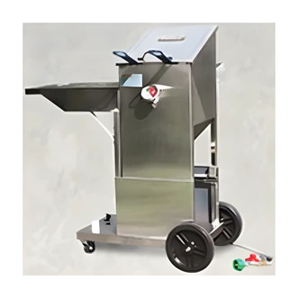 Bayou Classic 4-Gal Rolling Bayou Fryer, Stainless Steel, Cart, Side Shelf, Two Baskets, Fry Thermometer, Drain Valve