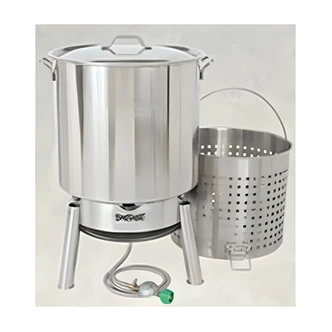 Bayou Classic Boil And Steam Kit, 82 Qt Stainless, Single Jet, 106,000 BTUs, 60 In Hose