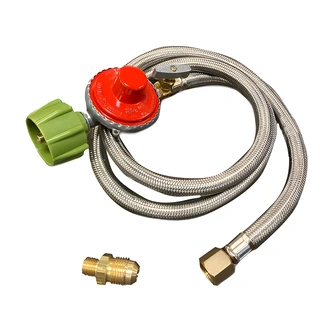 Bayou Classic Gas Hose Assembly, 48 in, High Pressure LP, 10 PSI Regulator, Stainless Steel