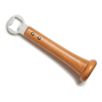 Baseball BBQ Pickoff Bottle Opener, Hardwood, Stainless Steel, Baseball Bat Design