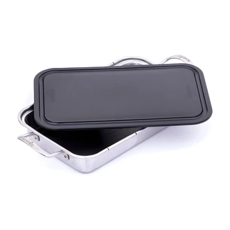 Char-Broil Grill+ Roasting Dish, Cutting Board, Stainless Steel, 9 in x 14 in, Dishwasher Safe