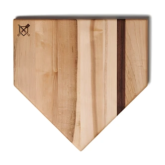 Baseball BBQ Home Plate Cutting Board, 17" x 17", Western Maple, Black Walnut