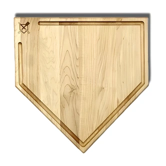 Baseball BBQ Home Plate Cutting Board, Trough, 17" x 17", Western Maple, Made in USA