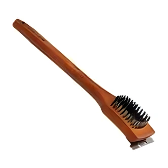 21st Century BBQ Grill Brush, 18 in, Stainless Steel Bristles, Metal Scraper, Hardwood Handle, Hanging Loop