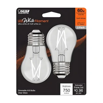 Feit Electric LED Bulb, A15, 6 W, 500 Lumens, 2700K, 120V, 2/PK