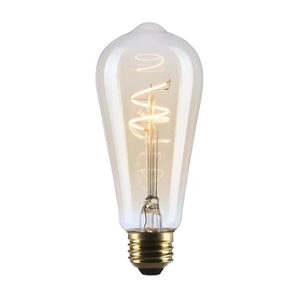 Satco ST19 LED Filament Bulb, Clear Amber Glass, Dimmable, 2000K, 120V, Medium Base