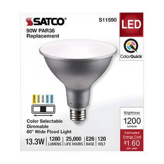 Satco Nuvo PAR38 LED Bulb, Wide Floodlight, 5-CCT, 120V, Indoor/Outdoor