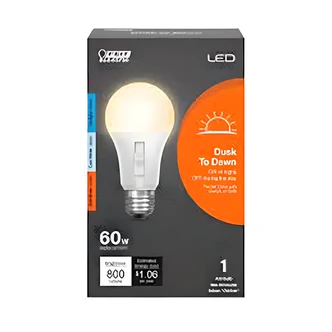 Feit Electric Dusk To Dawn LED Light Bulb, 60W Equivalent, Adjustable White, Outdoor Use