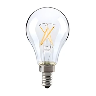 Satco LED Candelabra Base Bulb, Clear, 5.5W, 2700K, 450 Lumens, Dimmable, 2/Card