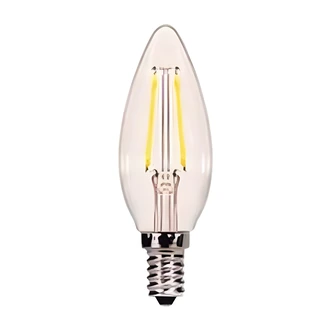 Satco LED Candelabra Base Bulb, Clear, 4.5W, 27K, 350 Lumens, Dimmable, 2/PK