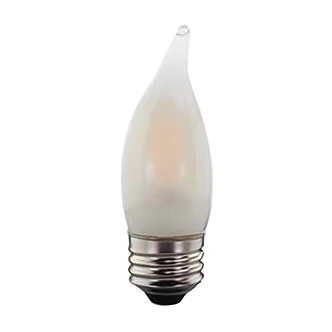 Satco LED Flame Tip Bulb, Frosted, Dimmable, Warm White, 4.5W, E26, 2/PK