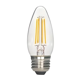 Satco LED Medium Base Bulb, Clear, 4.5W, 2700K, 350 Lumens, Dimmable, 2/CD