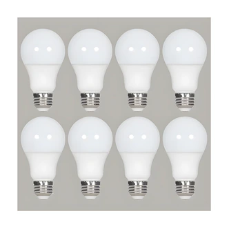 Satco A19 LED Light Bulb, 9 W, 5000K, Damp Rated, Enclosed Fixture, 8/PK