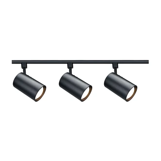 Satco R30 Straight Cylinder Track Kit, Ceiling Mount, Black, 3-Light, 120V, Dry Location
