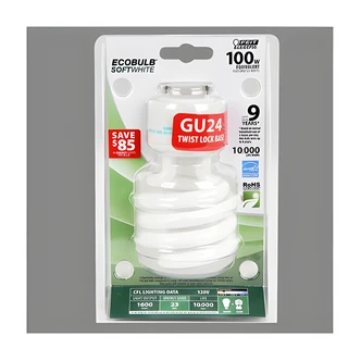 Feit Electric Compact Fluorescent Twist Light Bulb, 23 W, GU24 Base
