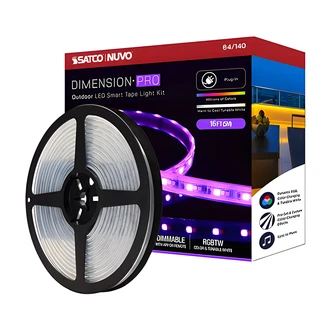 Satco Tape Light Strip, 16 ft, Hi-Output, RGB, Tunable White, IP65, Plug Connection, RF Remote, Starfish IOT Capable