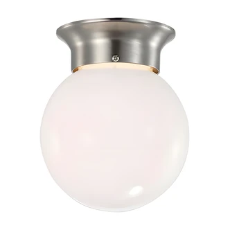 Satco LED Flush Mount Light, Brushed Nickel, Frosted Glass, Dimmable, 3000K, 600LM, 6.5 W x 6.5 D x 8.5 H