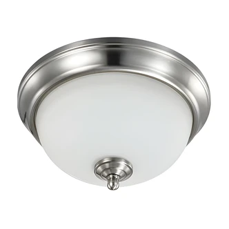 Satco LED Flush Mount Light, Flush Mount, Brushed Nickel, Frosted Glass, Dimmable, 3000K, 1200 lm, 11"
