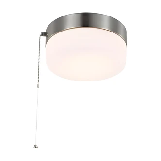 Satco LED Flush Mount Light, Brushed Nickel, Frosted Glass, Pull Chain, Dimmable, 3000K, 1200 lm, 8 in