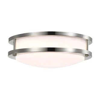 Satco LED Flush Mount Light, 10 in, 16W, Brushed Nickel, White Lens, Dimmable, 3000K, 1000 LM