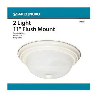 Satco Nuvo Flush Fixture, Tex White, 11.5 In W x 11.5 In D x 6 In H
