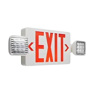 Satco Exit Sign Emergency Light Combo, LED, Red, Ceiling/Wall-Mount, 90-Min Battery Backup