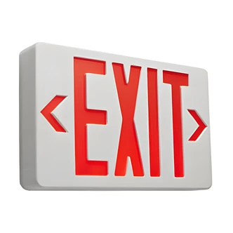Satco Nuvo LED Exit Sign, Dual Face, Red, Battery Backup, Universal Mount, ABS, Damp Location