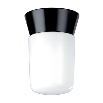Nuvo Utility Ceiling Mount, 1-Light, Black, 8 in, White Glass Cylinder