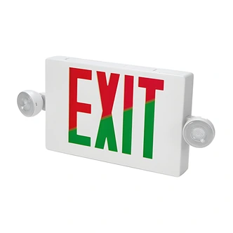 All-Pro/Sure-Lites LED Exit Sign, Emergency Light, Green/Red, Dual-Voltage 120/277V, White Thermoplastic