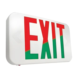 Cooper Lighting All-Pro/Sure-Lites Emergency Exit Sign And Light, Universal Mount, Red/Green, White Thermoplastic