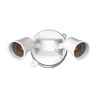 ABB Outdoor Floodlight Kit, Adjustable, 2-Lamp, Aluminum, Silver-Gray, UL Listed