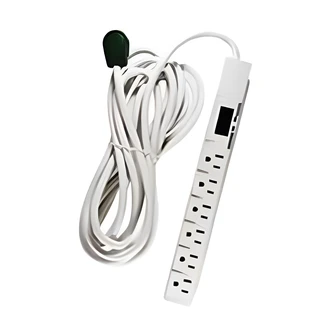GoGreen Power 6-Outlet Surge Protector, 1200 Joules, EMI/RFI, Lighted Rocker Switch, 15 ft Cord, Right Angle Plug, White