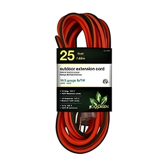 GoGreen Power Outdoor Extension Cord, 25 ft, 16/3 SJTW, Orange/Green Stripe, ETL