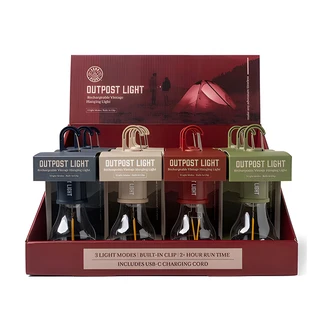 DM Merchandising Bunk House Outpost Light, Rechargeable Vintage Hanging Lantern, 220 Lumens, USB-C, 12/CS
