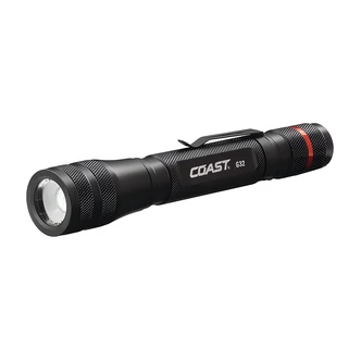 Coast G32 Flashlight, LED, Pure Beam, Twist Focus, 355 Lumens, Aluminum, IP54, 6 in, Steel Pocket Clip