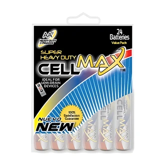 CellMax AA Super Heavy Duty Batteries, 24/CT, Hard Pack, Reusable Plastic Case