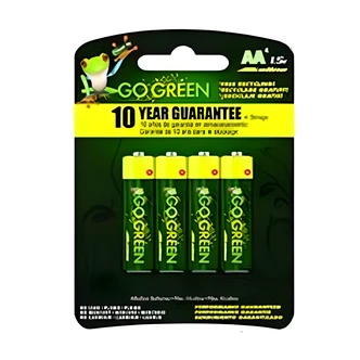 GoGreen Power AA Alkaline Batteries, 4/PK, 10 Year Shelf Life
