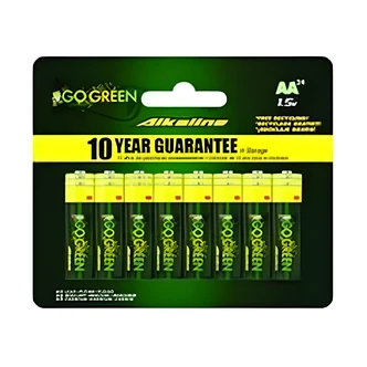 GoGreen Power AA Batteries, Alkaline, 24/PK, 10 Year Date