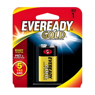 Energizer 9V Alkaline Battery, Gold, 6/PK