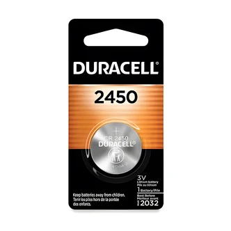 Duracell DL2450, Coin Cell Lithium Battery, Child-Resistant Package, For Glucometers, Calculators, Car Remotes