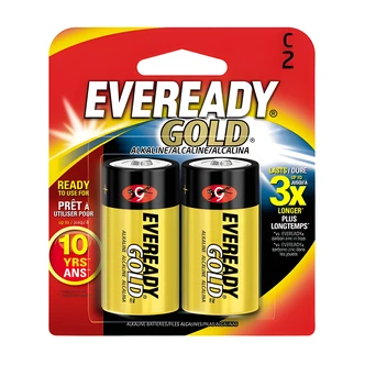 Energizer Eveready C Cell Alkaline Battery, Gold, 2/PK