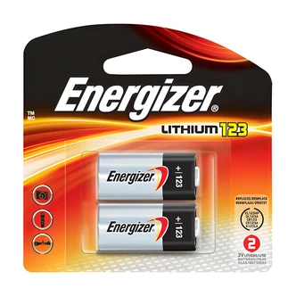 Energizer EL123APBP2 Photo Batteries, Lithium, 2/PK