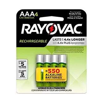 Energizer Recharge AAA Batteries, NiMH, Low Self Discharge, Precharged, 4/PK