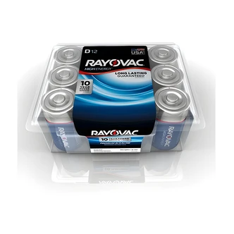 Rayovac Alkaline Batteries, D Cell, 12/PK