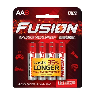 Energizer Fusion Long Lasting Alkaline Batteries, AA, 8/PK