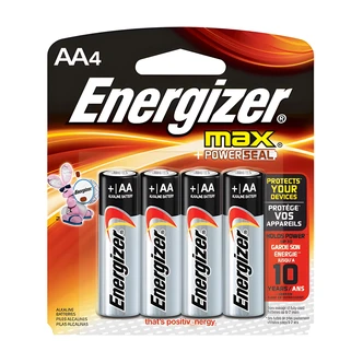Energizer AA Alkaline Batteries, 4/PK